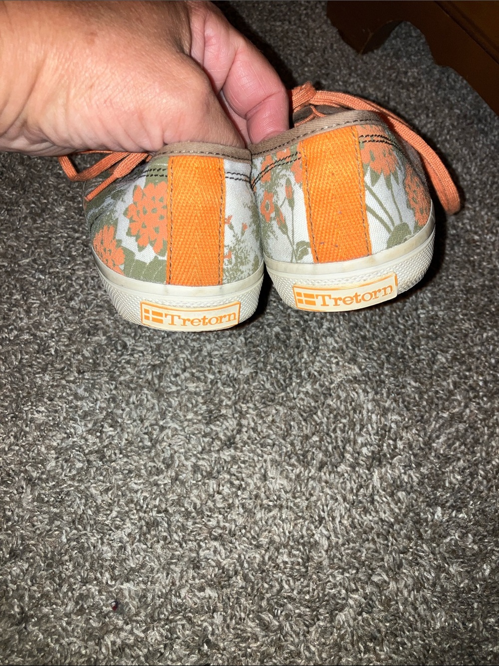 Tretorn Florence Broadhurst Floral Canvas Lace-Up Sneakers Green & Orange 8 - Picture 3 of 6